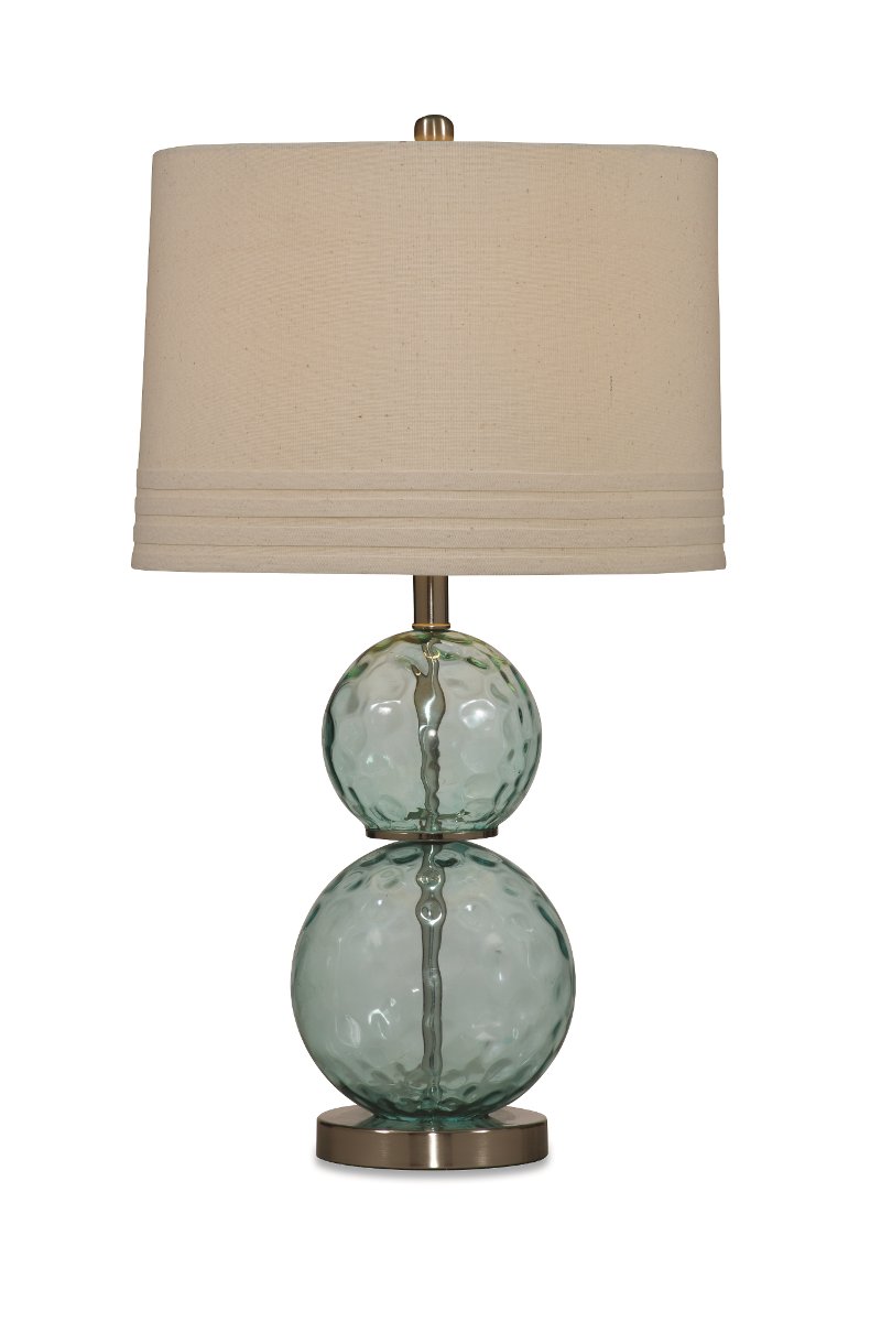 Sea Blue Green Glass Table Lamp With, Large Silver Base Table Lamps