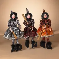 Assorted 24 Inch Fabric Sitting Halloween Witch Figurine