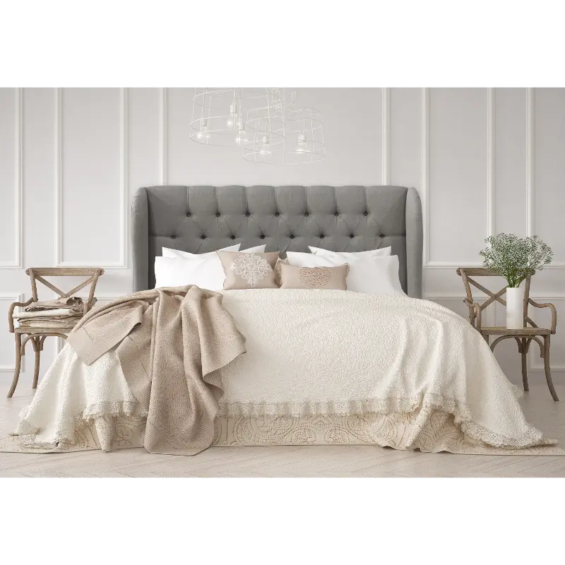 413KLNNGR Jaclyn Gray Sloped Wingback King Headboard - Skyline Furniture