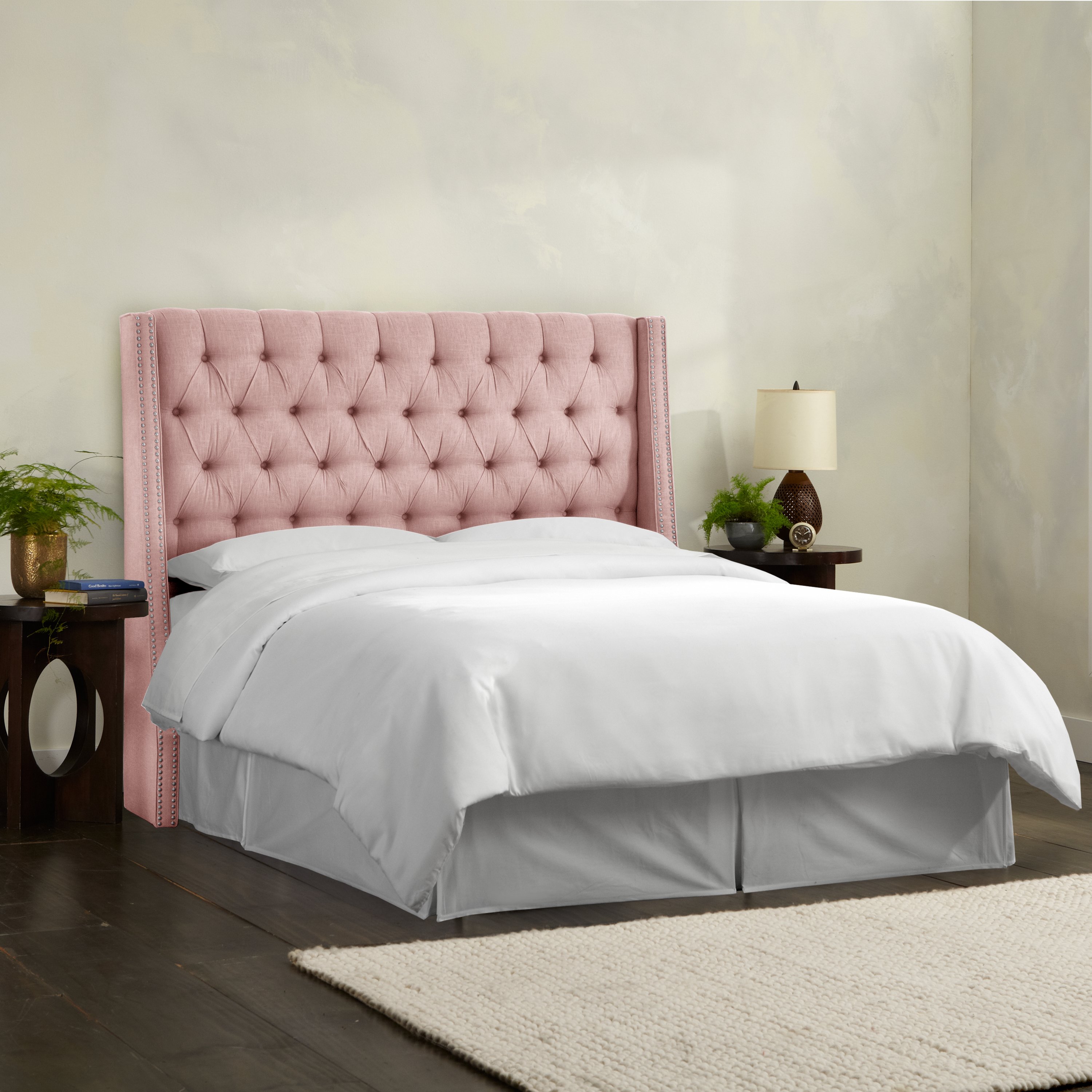 124NB-PWLNNBLS California King Swedish Blush Tufted Headboard-5