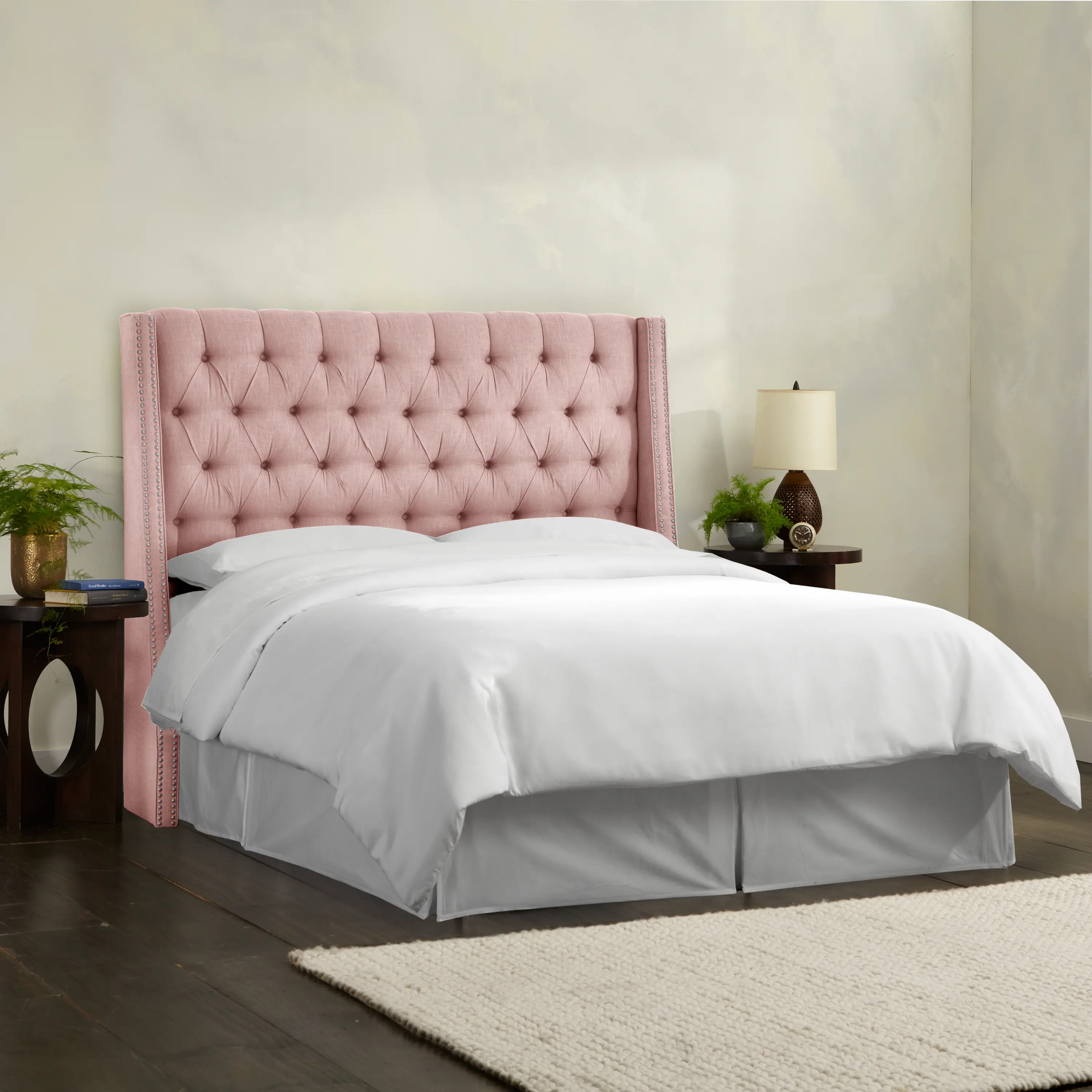 124NB-PWLNNBLS California King Swedish Blush Tufted Headboard-5