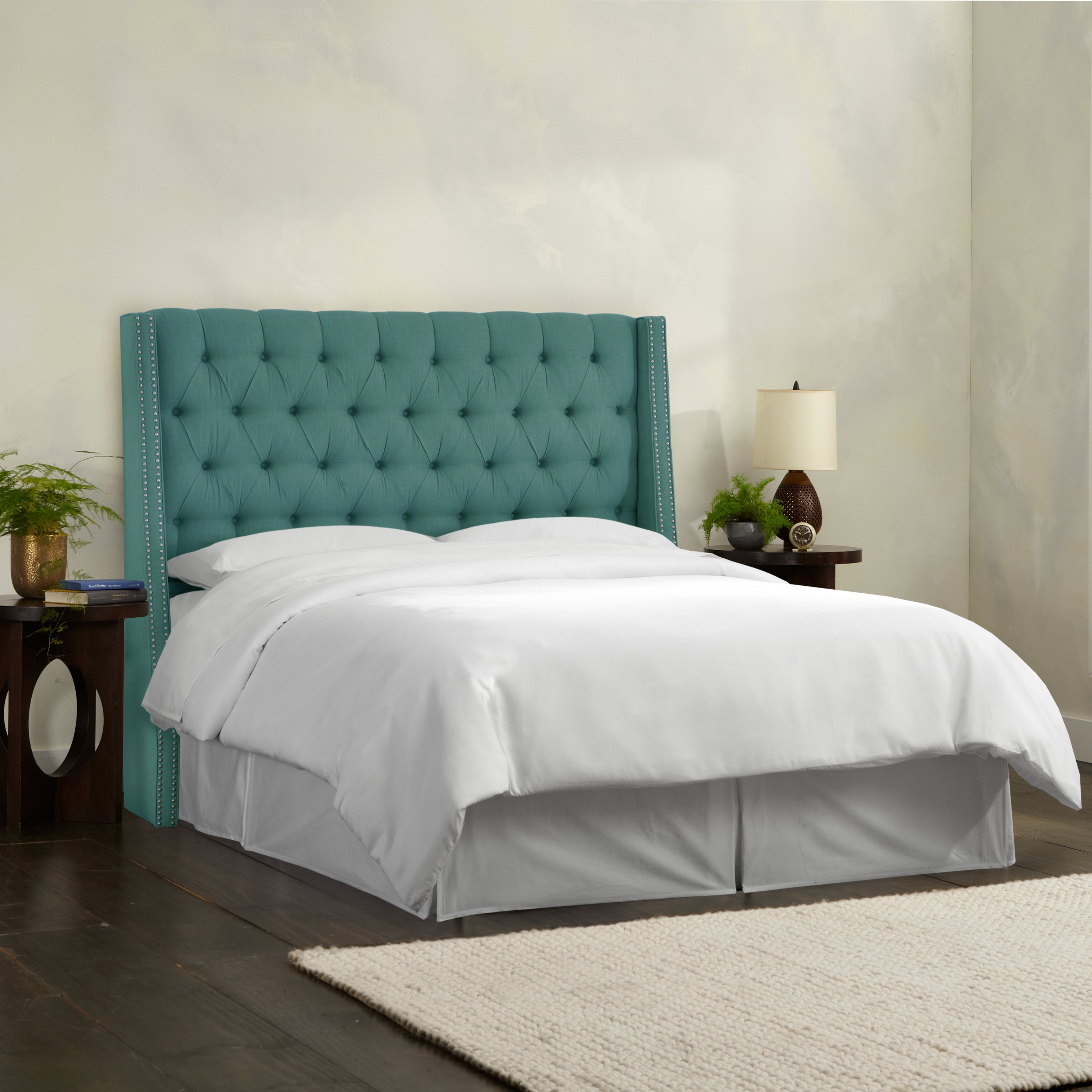 124NB-PWLNNLGN California King Laguna Blue Tufted Headboard-1