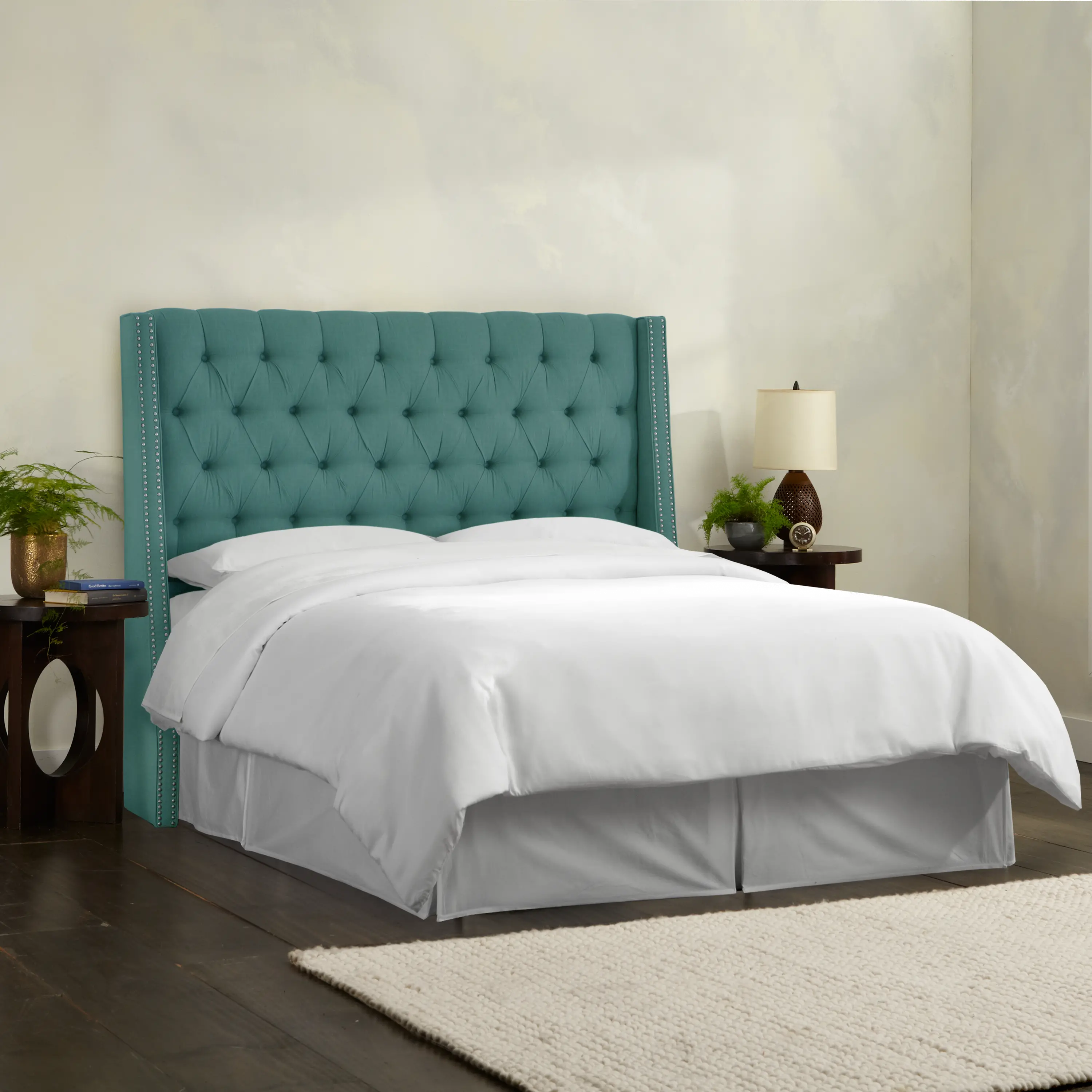 122NB-PWLNNLGN Queen Laguna Blue Tufted Headboard-1