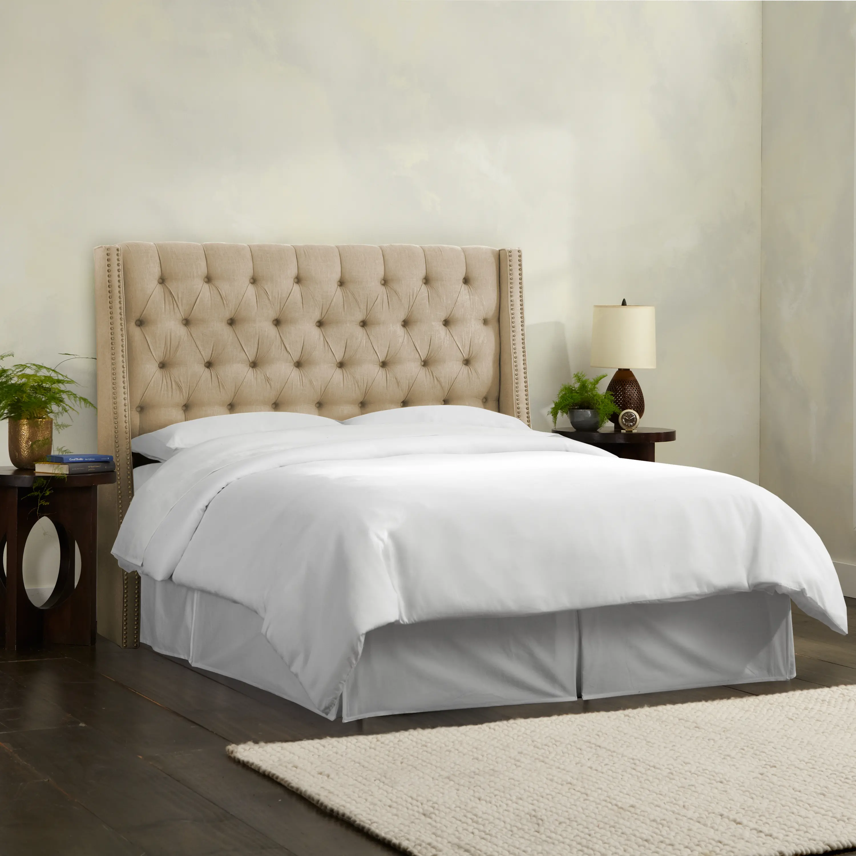 124NB-BRLNNSND California King Sandstone Tufted Headboard-5