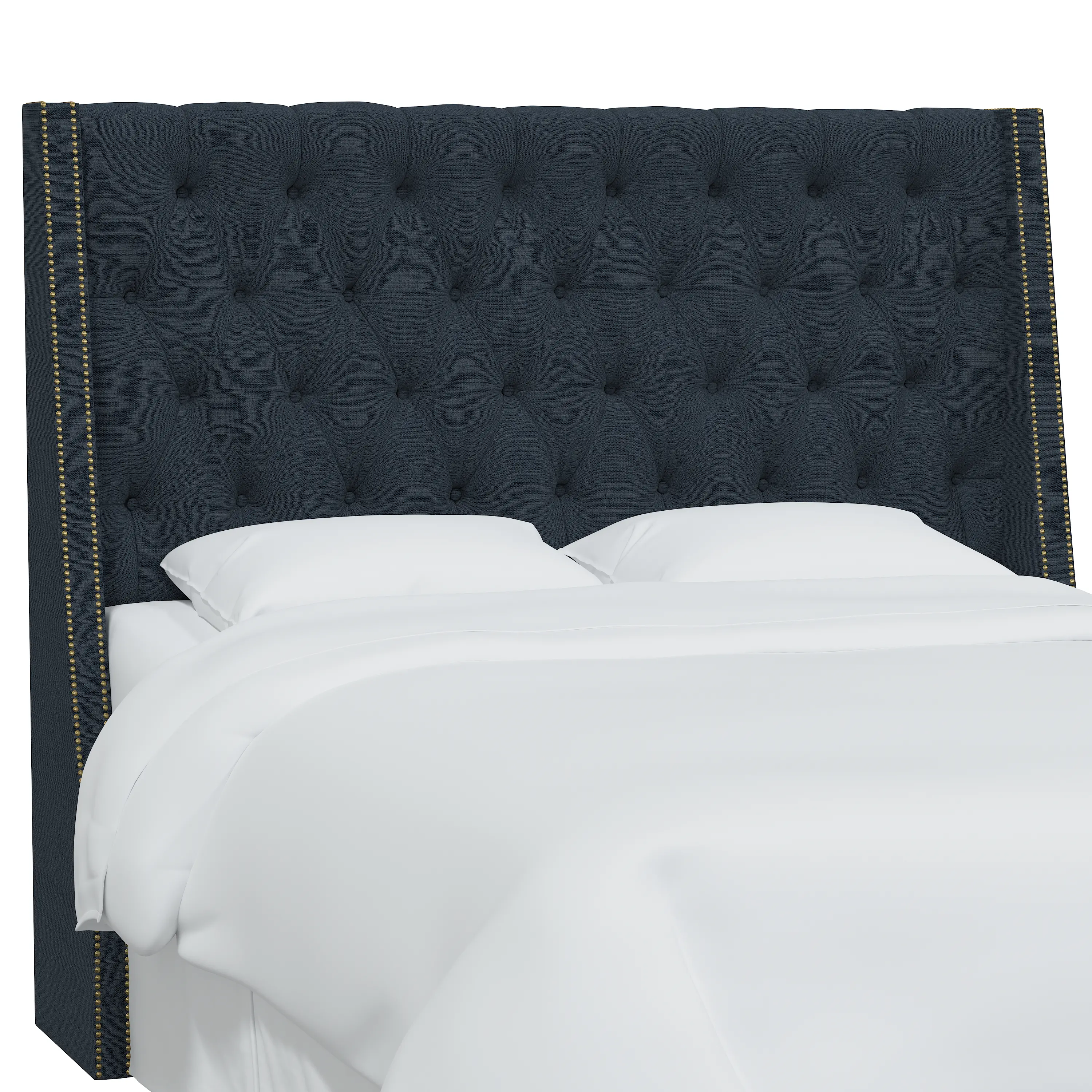 124NB-BRLNNNV California King Navy Tufted Headboard-3