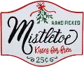 Red, Green, White and Black Mistletoe Kisses Wall Decoration