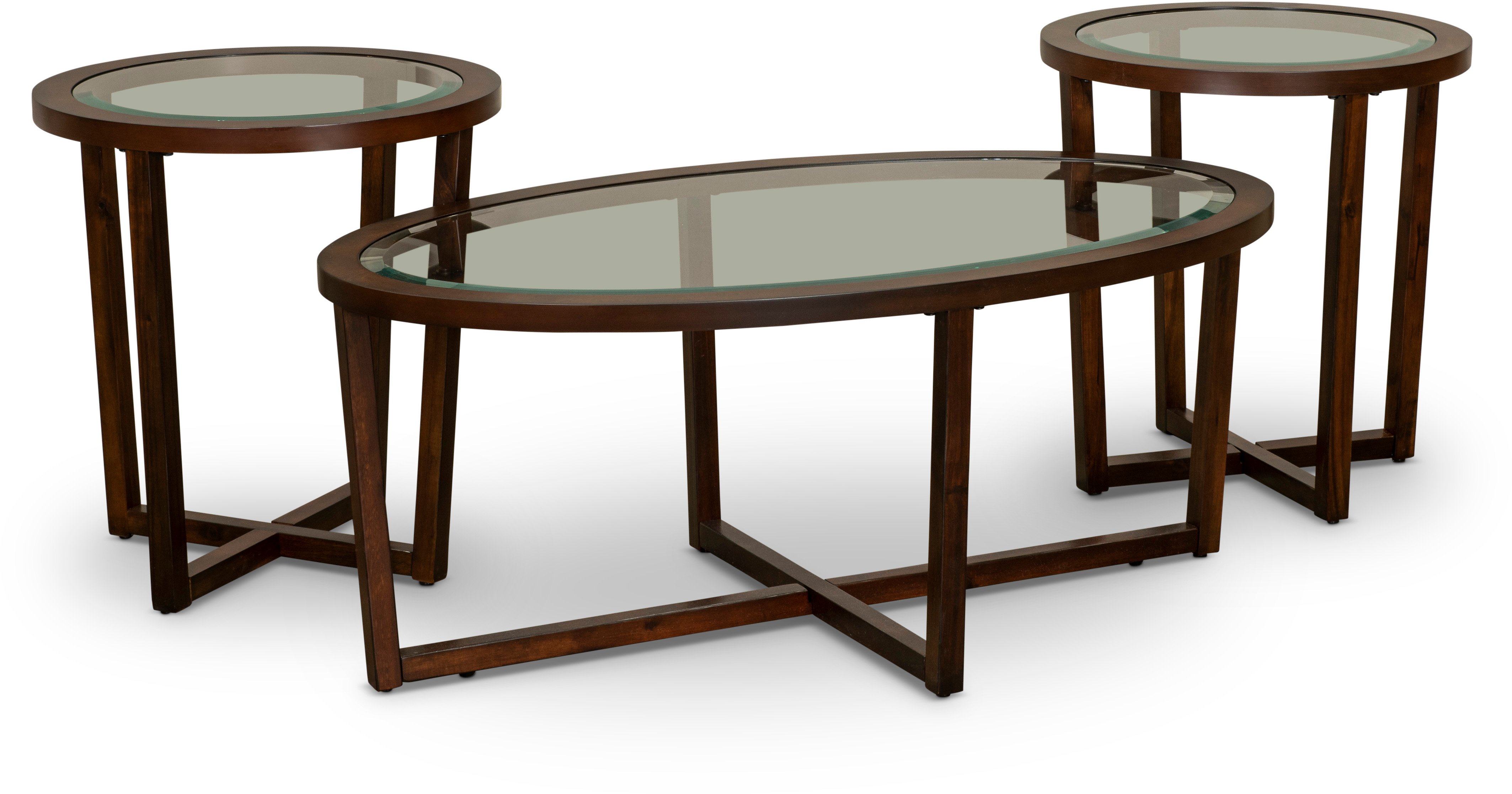 Traditional Round Cherry Table, Set of 3-1