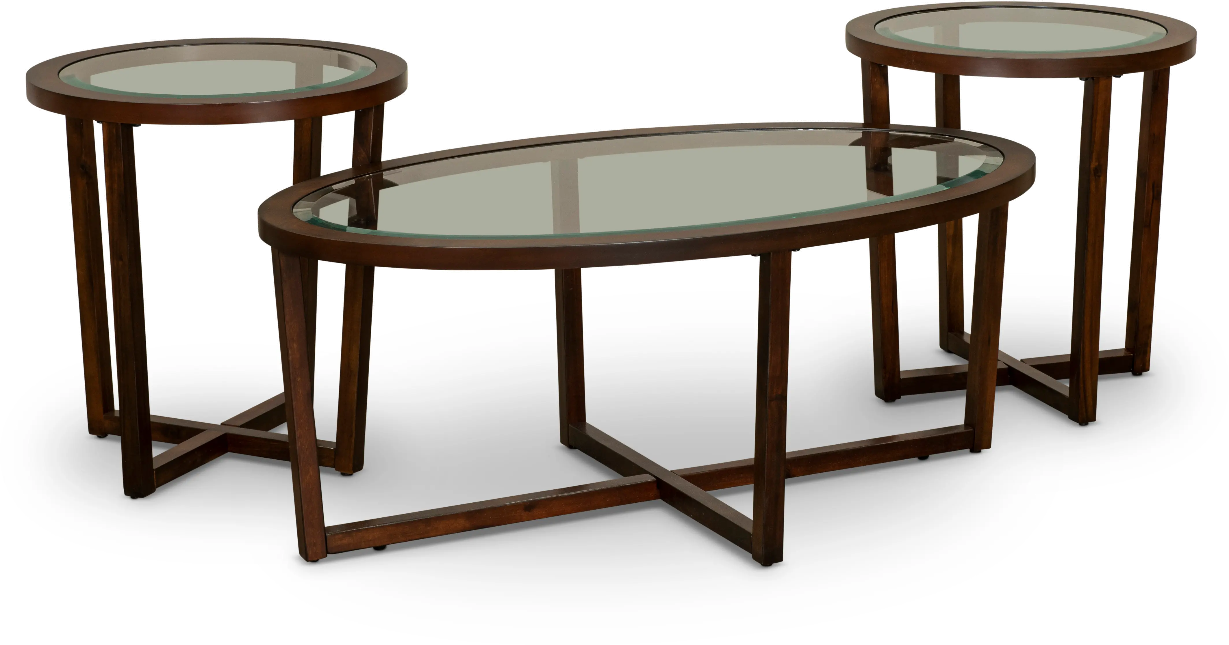 Traditional Round Cherry Table, Set of 3-1