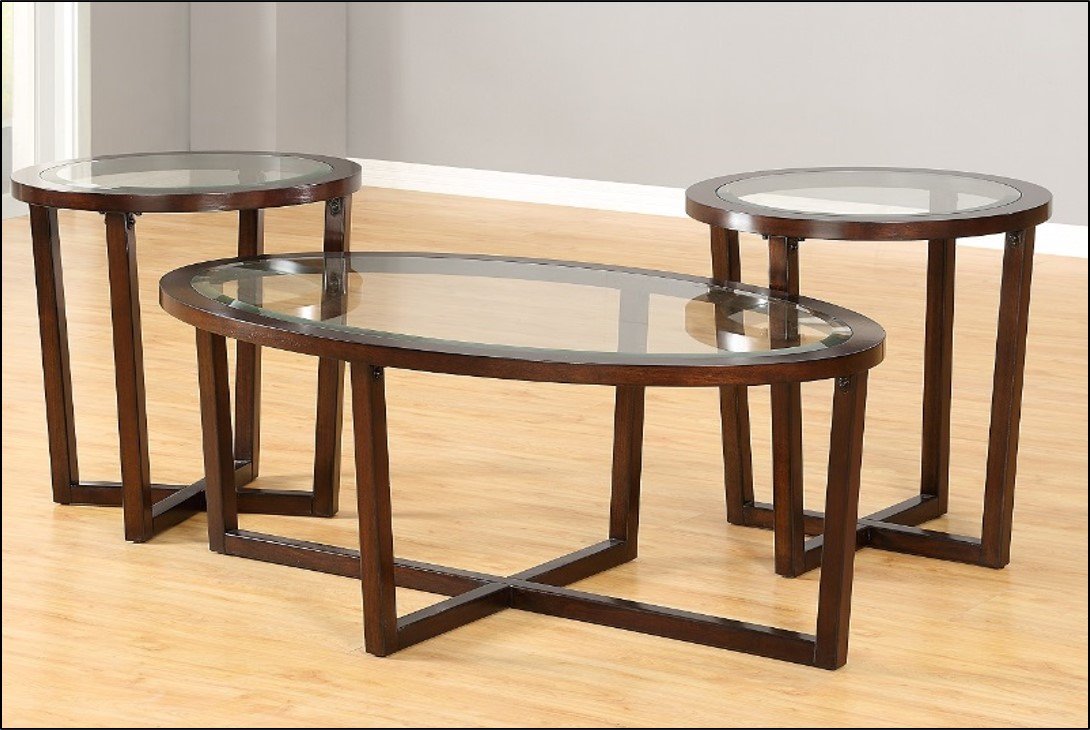 Traditional Round Cherry Table, Set of 3-3