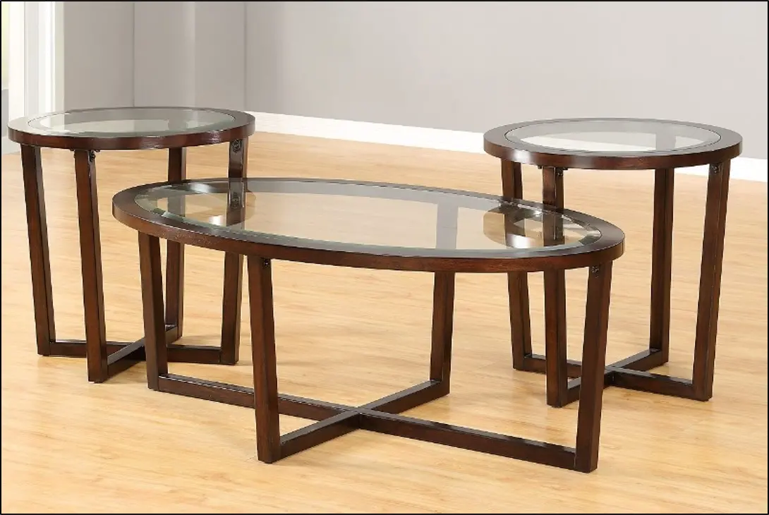 Traditional Round Cherry Table, Set of 3-3