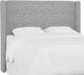 433KZMPMC Tiffany Gray Curved Wingback King Headboard - Skyline Furniture