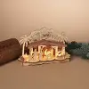 Light Brown Wood Tabletop Lighted Nativity Scene