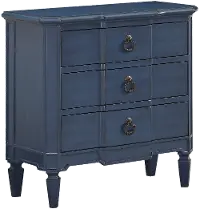 Transitional Fowler Blue Three Drawer Chest