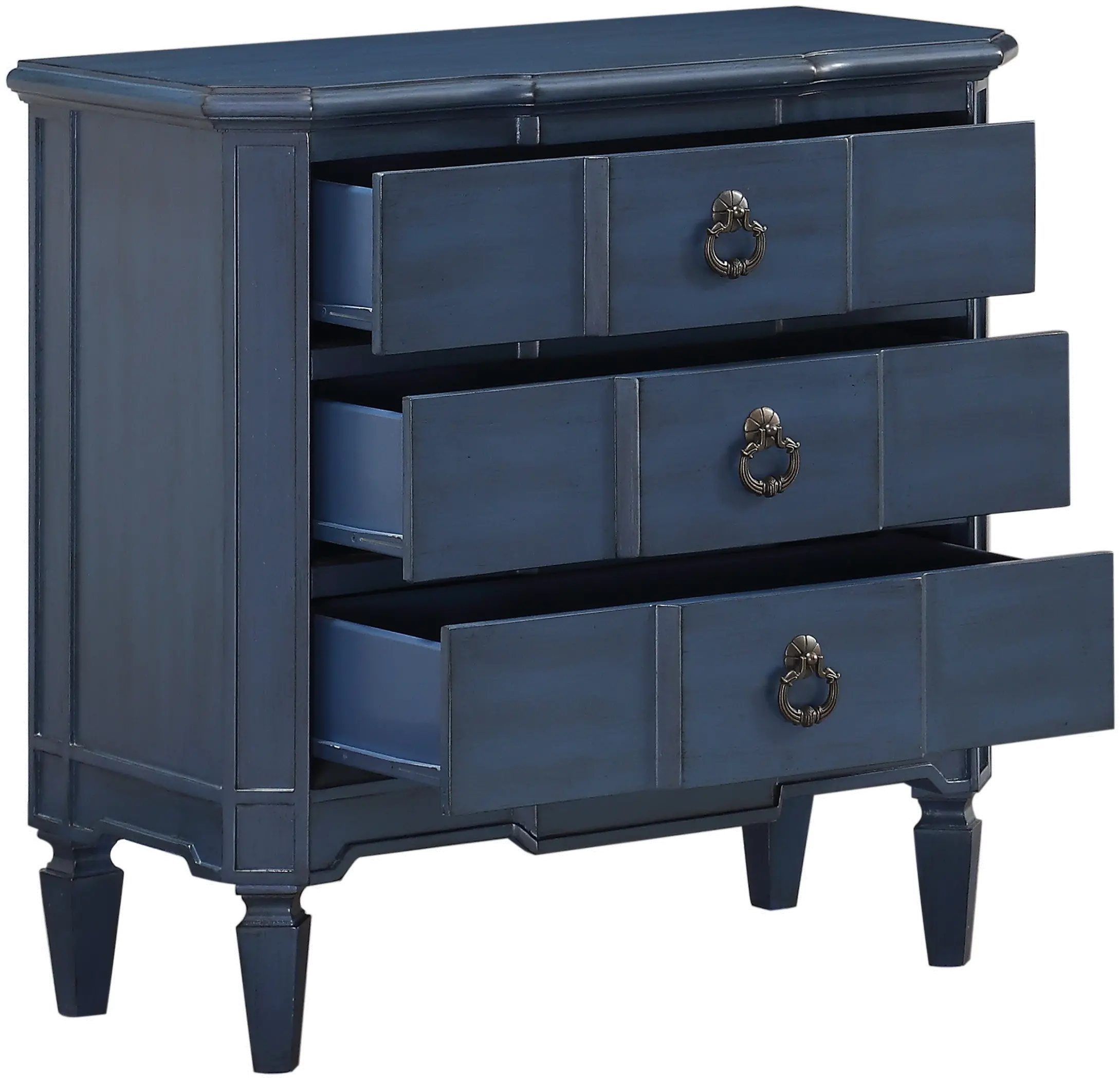 Transitional Fowler Blue Three Drawer Chest-2