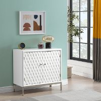 Transitional Islander White Two Door Accent Cabinet