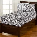 Black and White Full Graphic Blooms Bunkie Deluxe Bedding