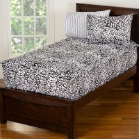 Black and White Full Graphic Blooms Bunkie Deluxe Bedding-4