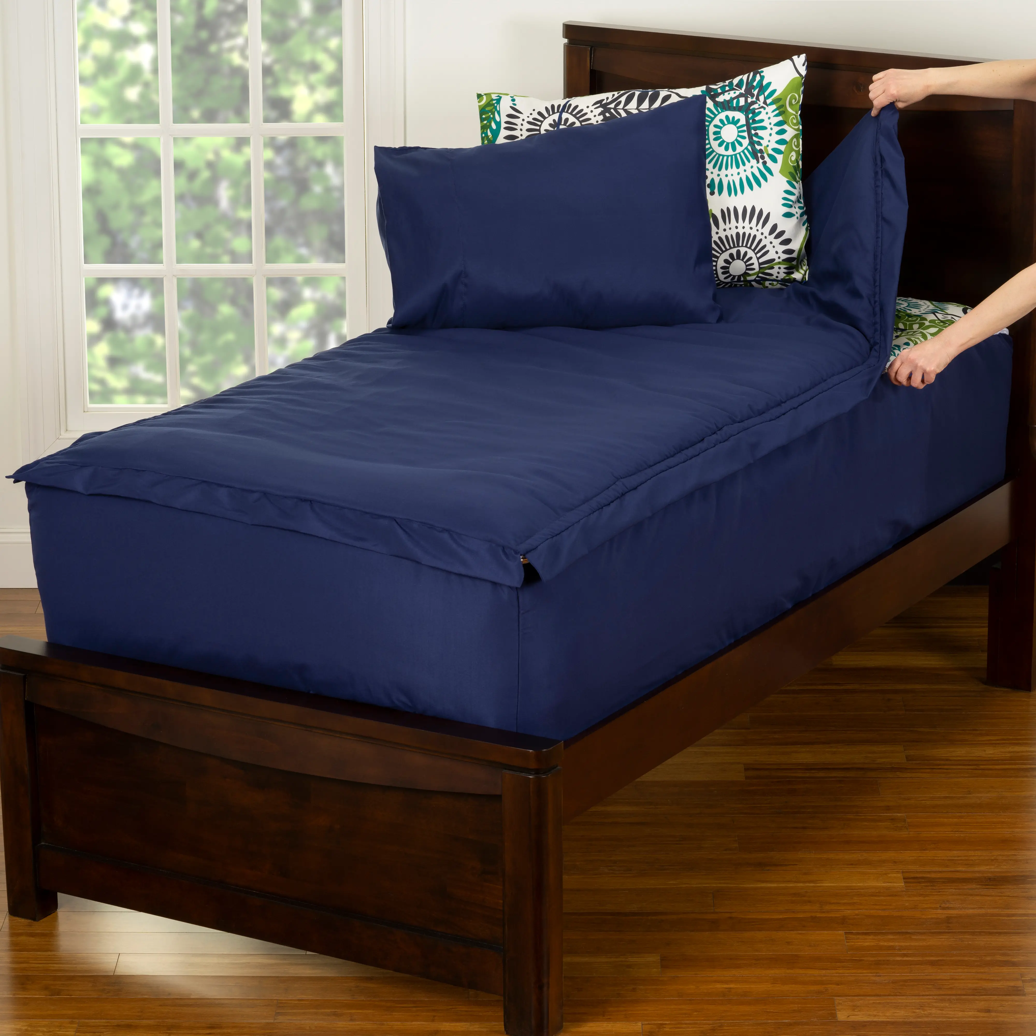 Navy Blue Twin 3 Piece Midnight Oasis Bunkie Deluxe Bedding-1