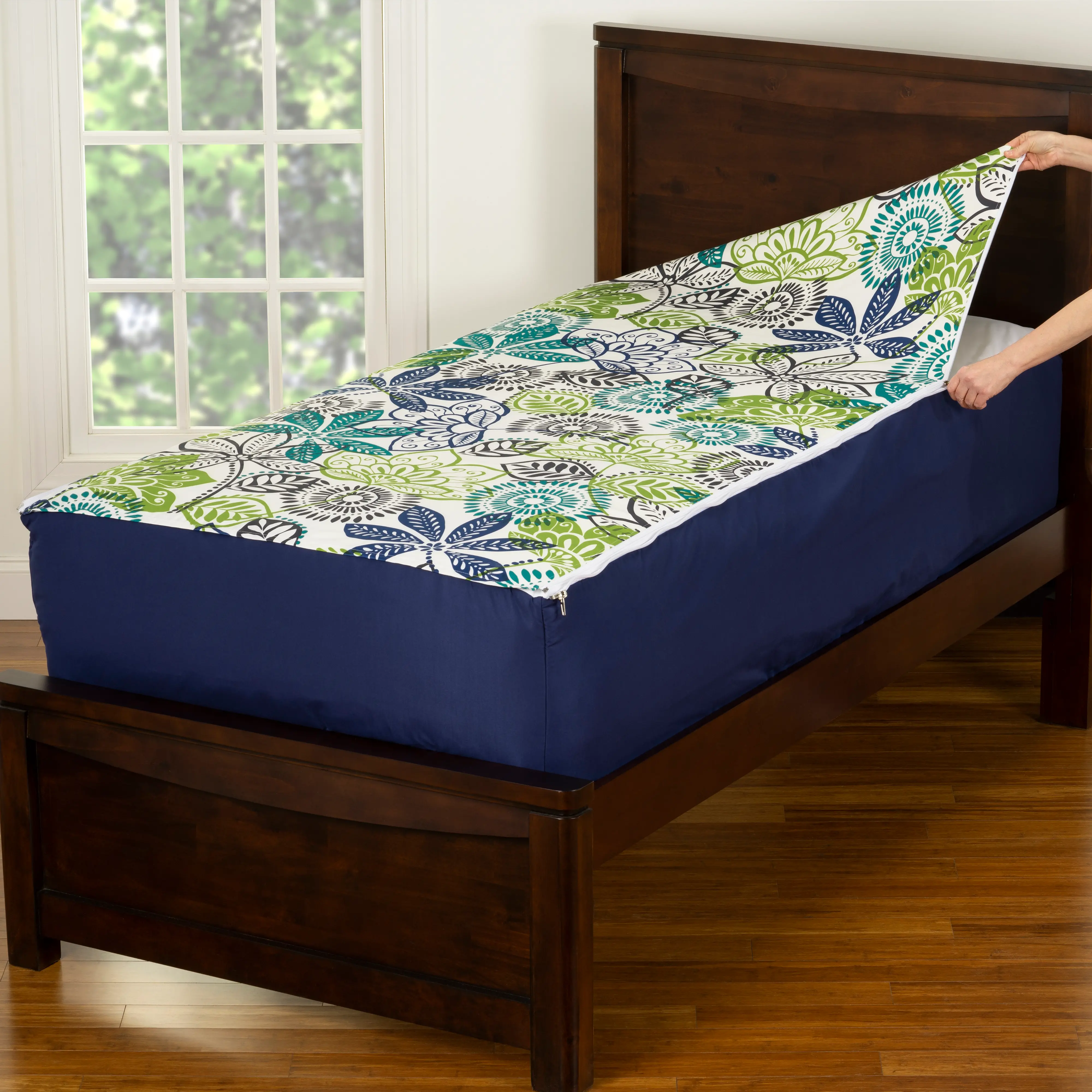 Navy Blue Twin 3 Piece Midnight Oasis Bunkie Deluxe Bedding-2