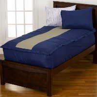 Navy Blue and Beige Twin Rally Stripe Bunkie Deluxe Bedding-3