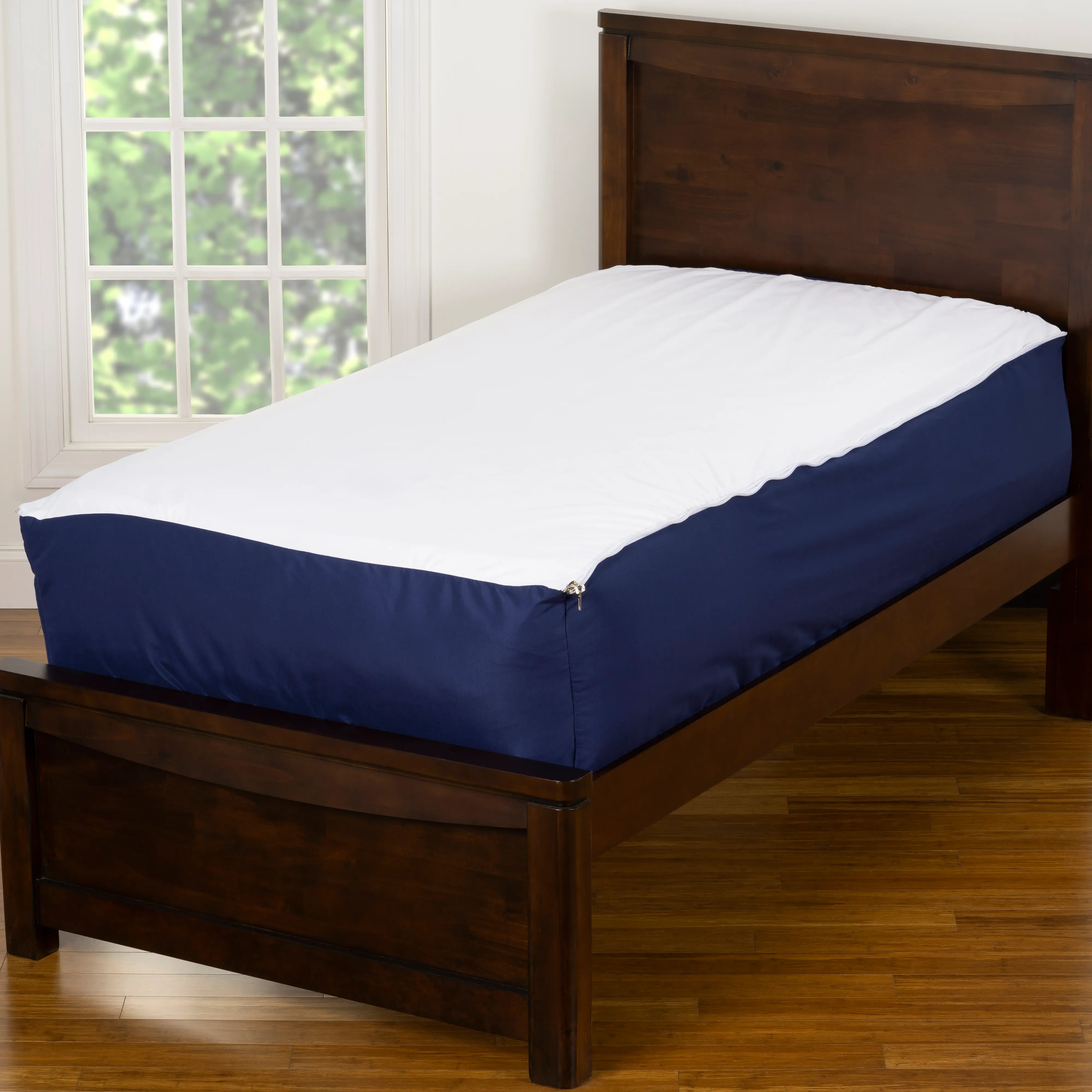 Navy Blue and Beige Twin Rally Stripe Bunkie Deluxe Bedding-4