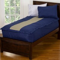Navy Blue and Beige Twin Rally Stripe Bunkie Deluxe Bedding-5