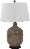 28 Inch Gray-Brown Polyresin Table Lamp