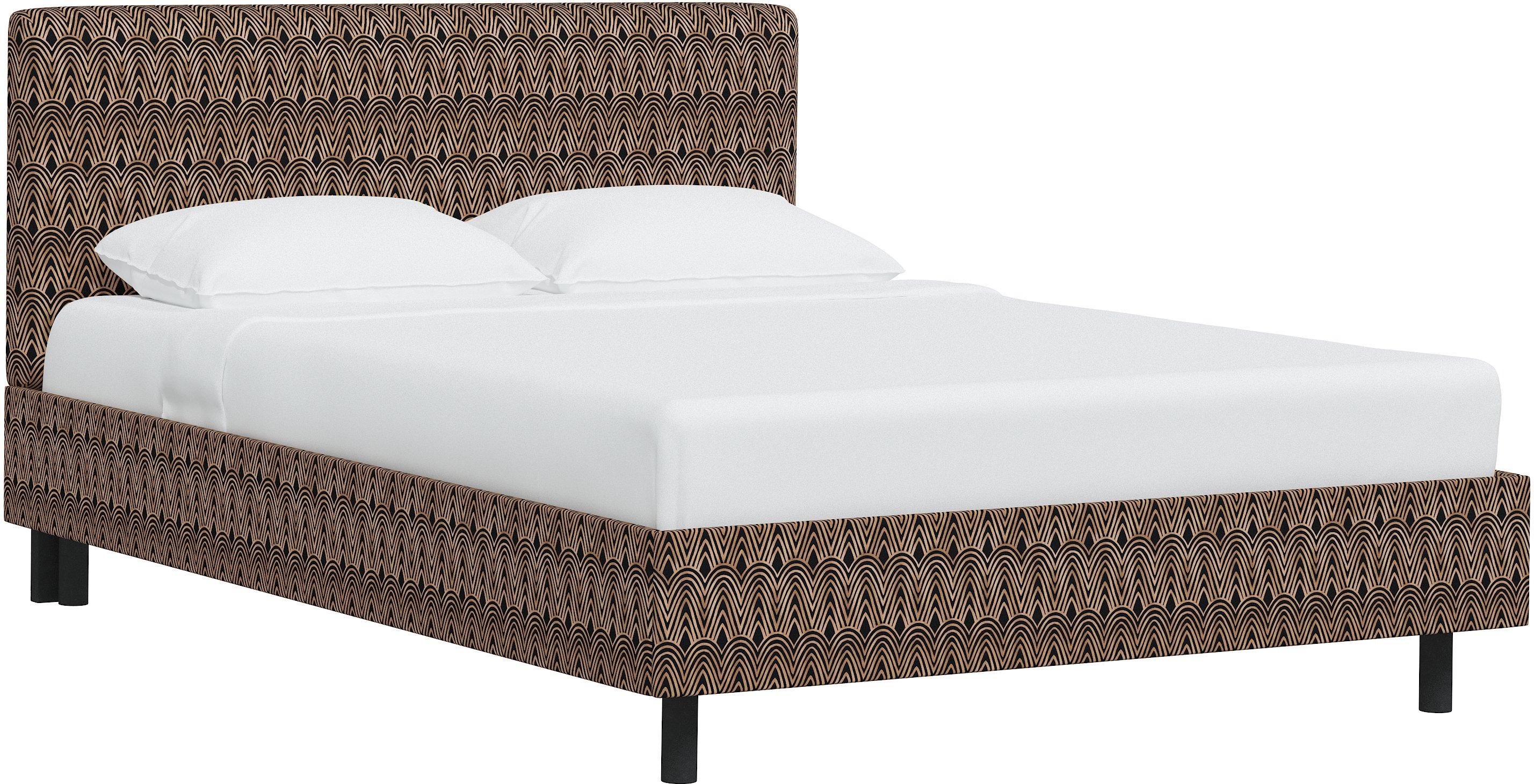 750PBDSCPSKBLCOGA Twin Scallop Black And Gold Platform Bed-1