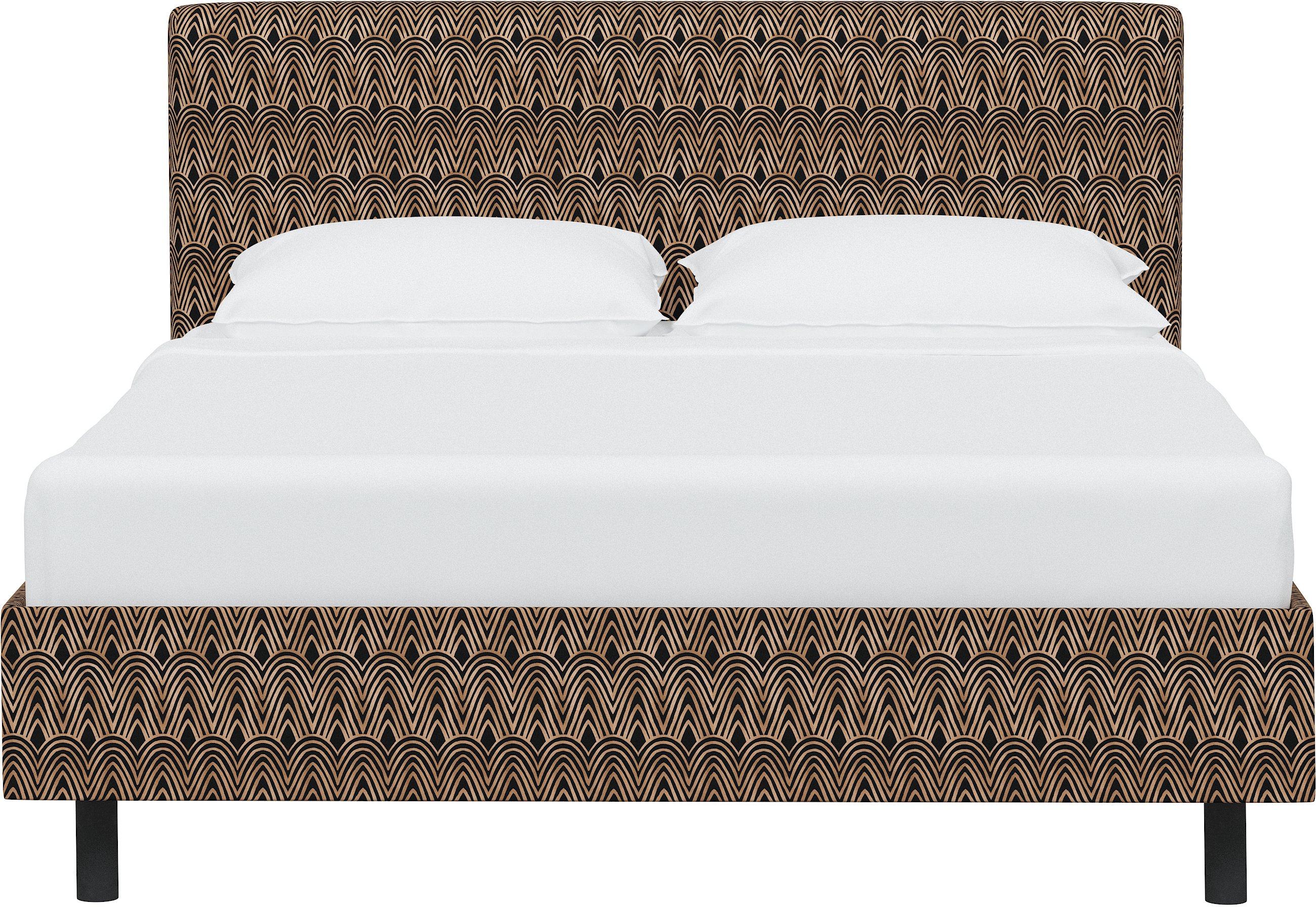 750PBDSCPSKBLCOGA Twin Scallop Black And Gold Platform Bed-2