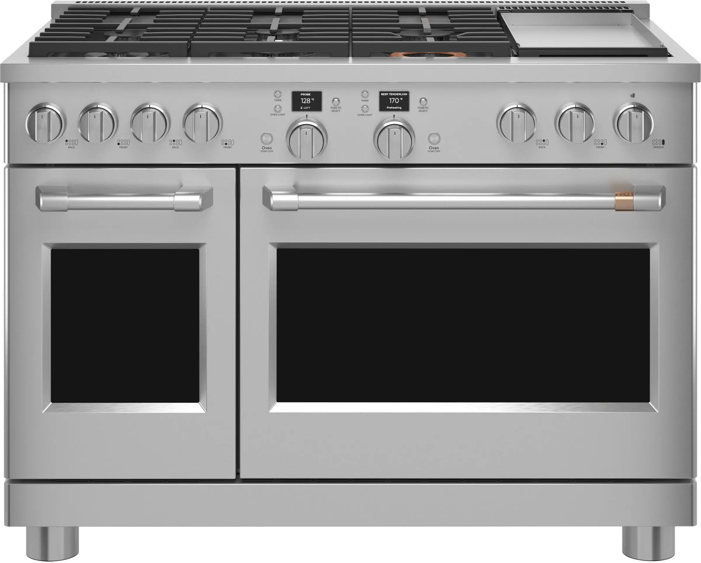 C2Y486P2TS1 Cafe Commercial Style Dual Fuel Double Oven Smart Range - 48 Inch Stainless Steel-1