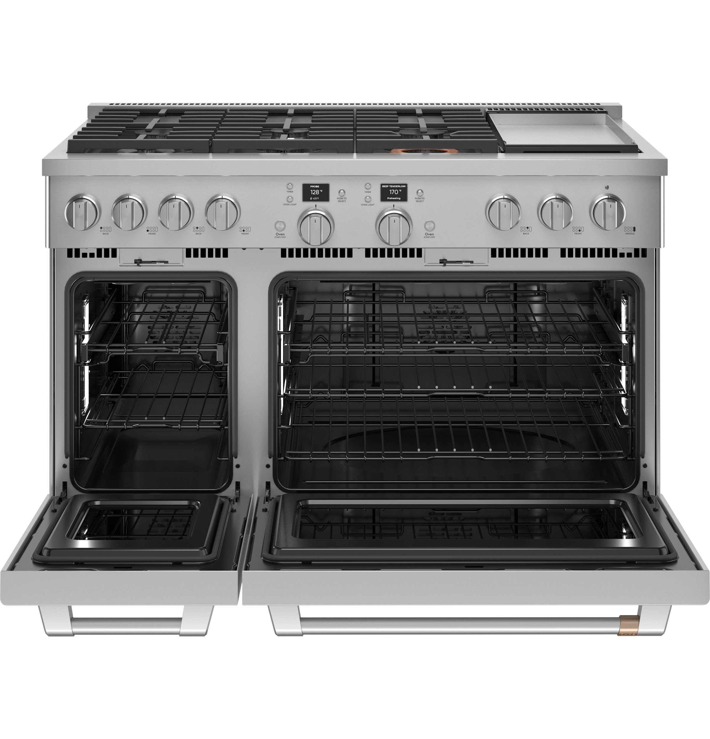 C2Y486P2TS1 Cafe Commercial Style Dual Fuel Double Oven Smart Range - 48 Inch Stainless Steel-5