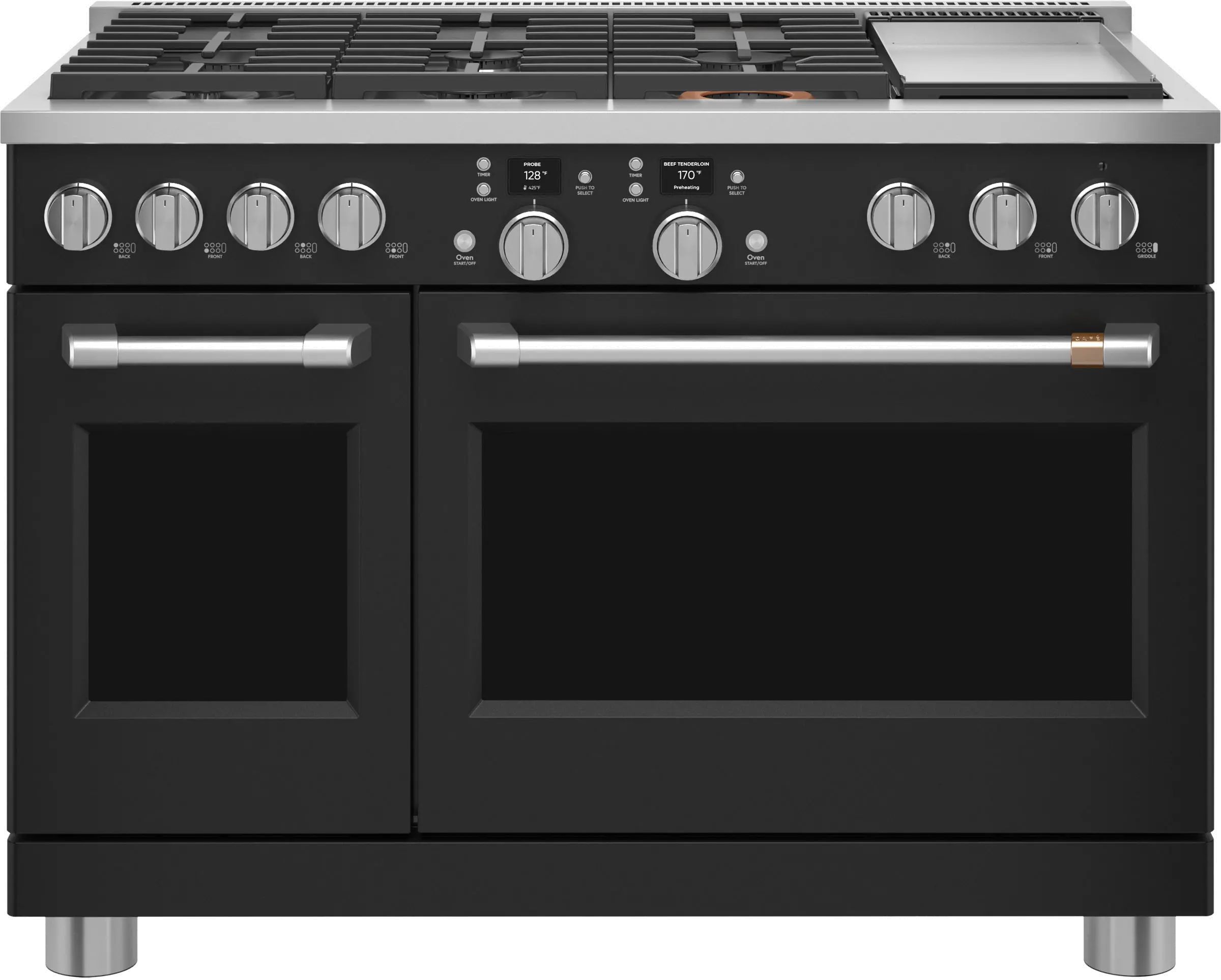 C2Y486P3TD1 Cafe Commercial Style Dual Fuel Double Oven Smart Range - 48 Inch Matte Black-1