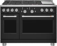C2Y486P3TD1 Cafe Commercial Style Dual Fuel Double Oven Smart Range - 48 Inch Matte Black
