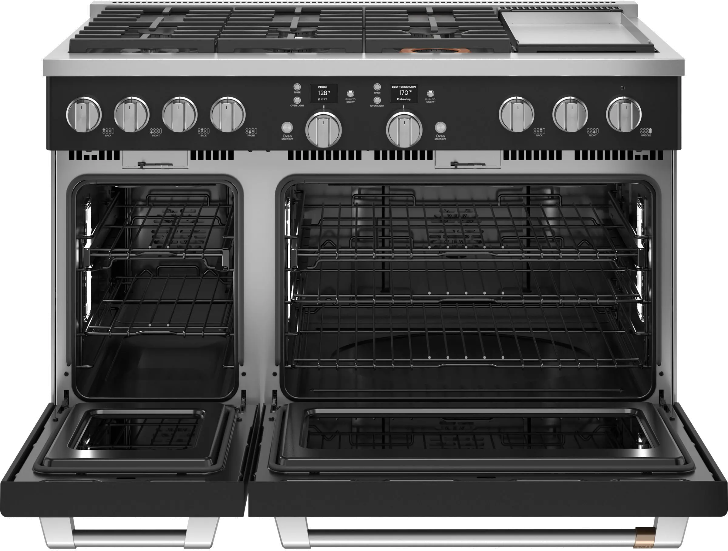 C2Y486P3TD1 Cafe Commercial Style Dual Fuel Double Oven Smart Range - 48 Inch Matte Black-5