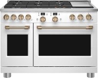 C2Y486P4TW2 Cafe Commercial Style Dual Fuel Double Oven Smart Range - 48 Inch Matte White