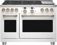 C2Y486P4TW2 Cafe Commercial Style Dual Fuel Double Oven Smart Range - 48 Inch Matte White