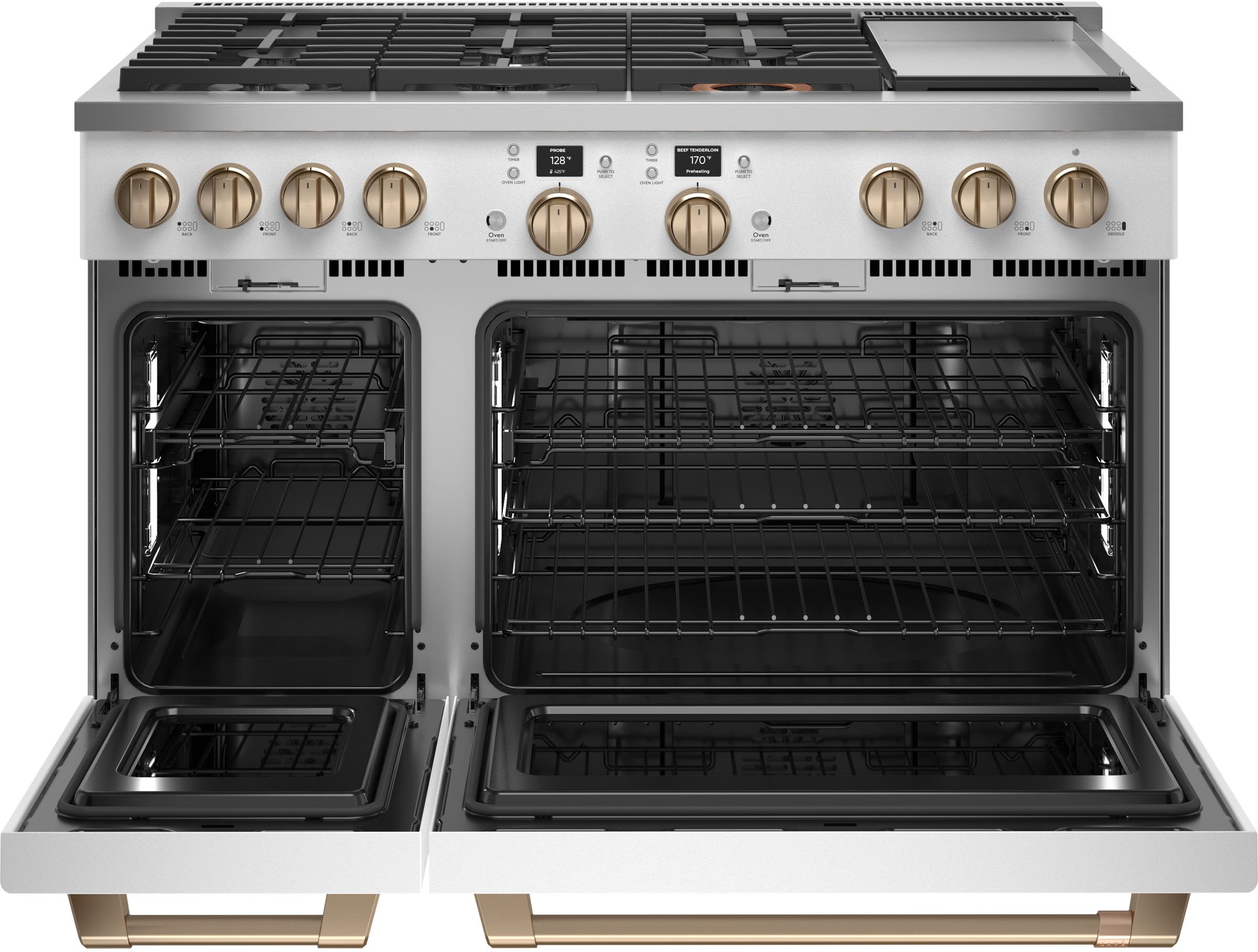 C2Y486P4TW2 Cafe Commercial Style Dual Fuel Double Oven Smart Range - 48 Inch Matte White-5