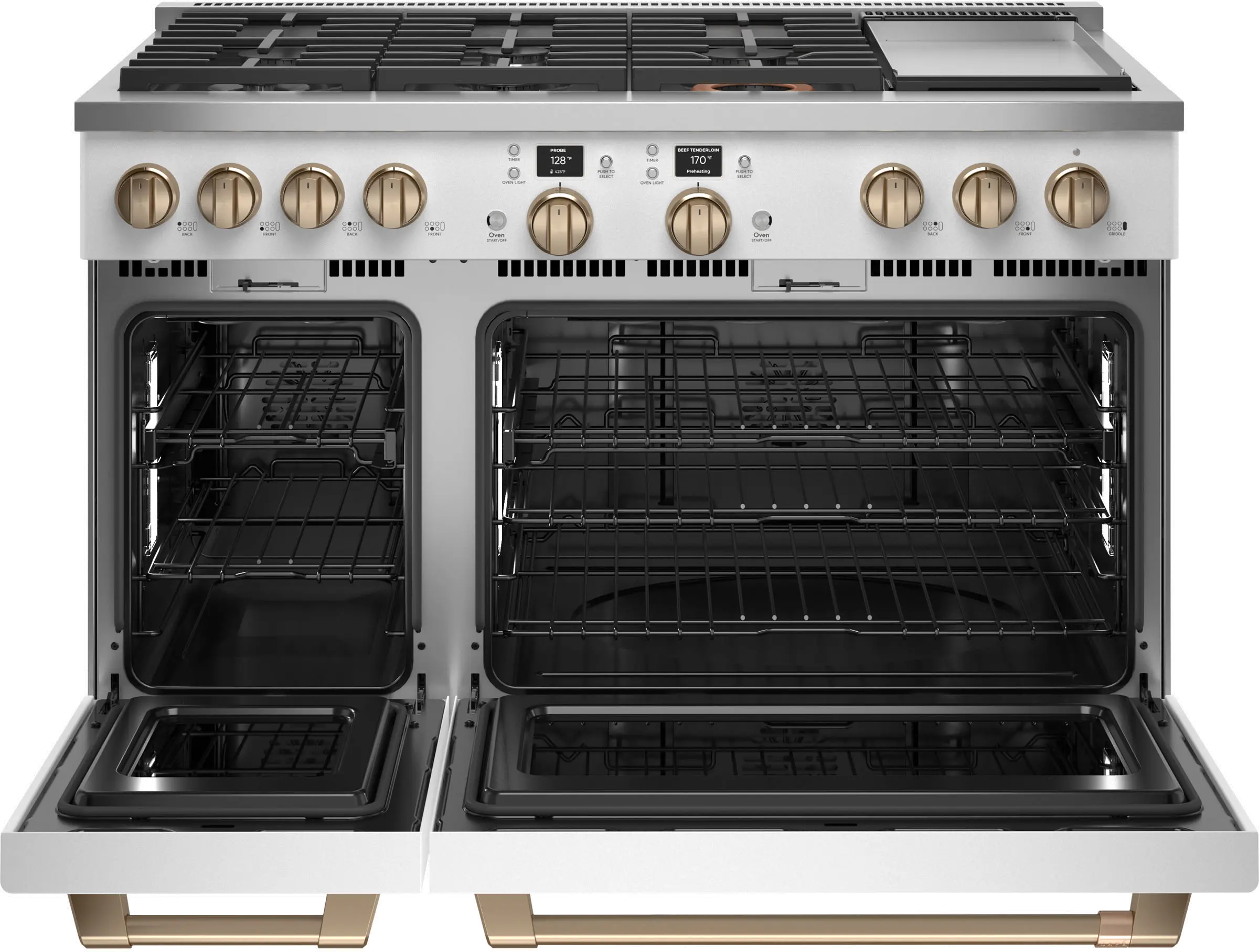 C2Y486P4TW2 Cafe Commercial Style Dual Fuel Double Oven Smart Range - 48 Inch Matte White-5