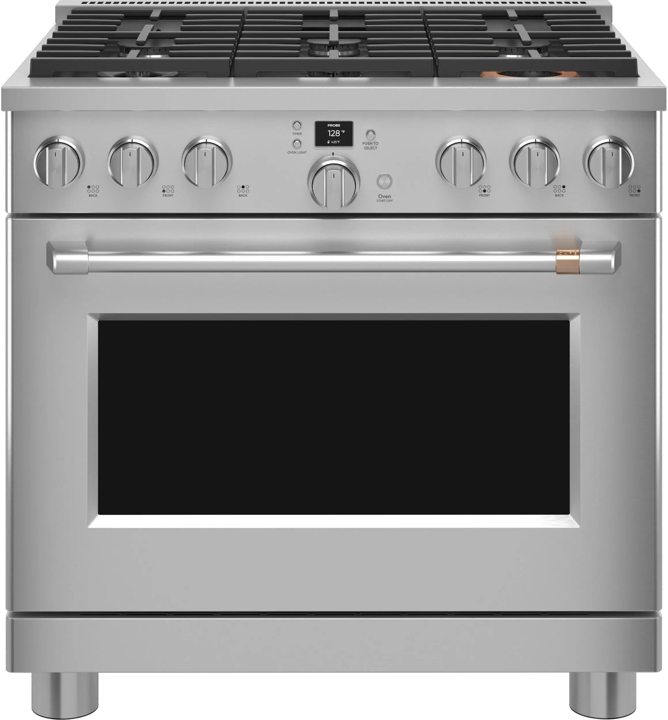 C2Y366P2TS1 Cafe 36 Inch Commercial Dual Fuel Oven Smart Range - Stainless Steel-1