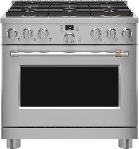 C2Y366T2TS1 Cafe 36 Inch Commercial Dual Fuel Oven Smart Range - Stainless Steel