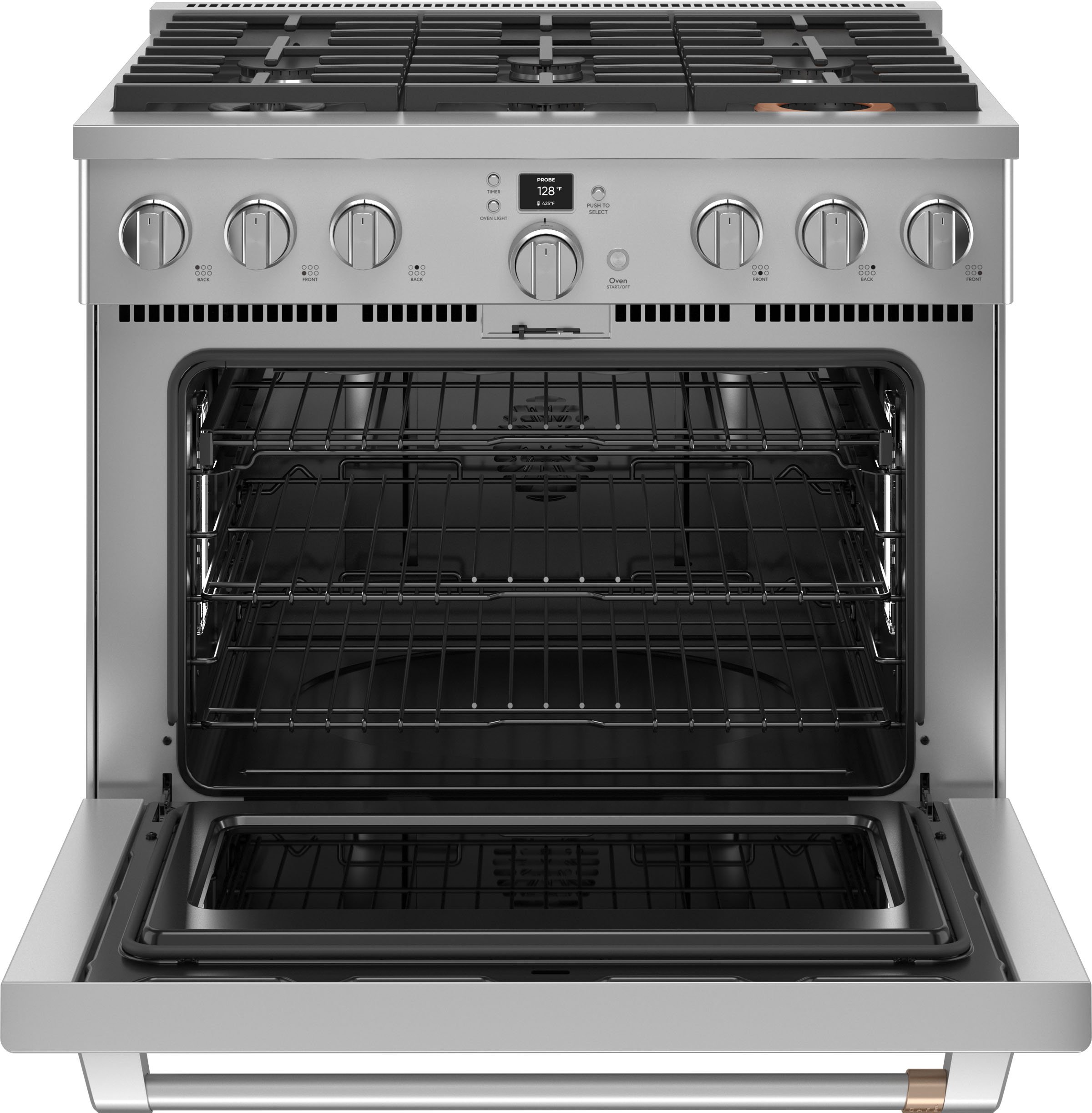 C2Y366T2TS1 Cafe 36 Inch Commercial Dual Fuel Oven Smart Range - Stainless Steel-5