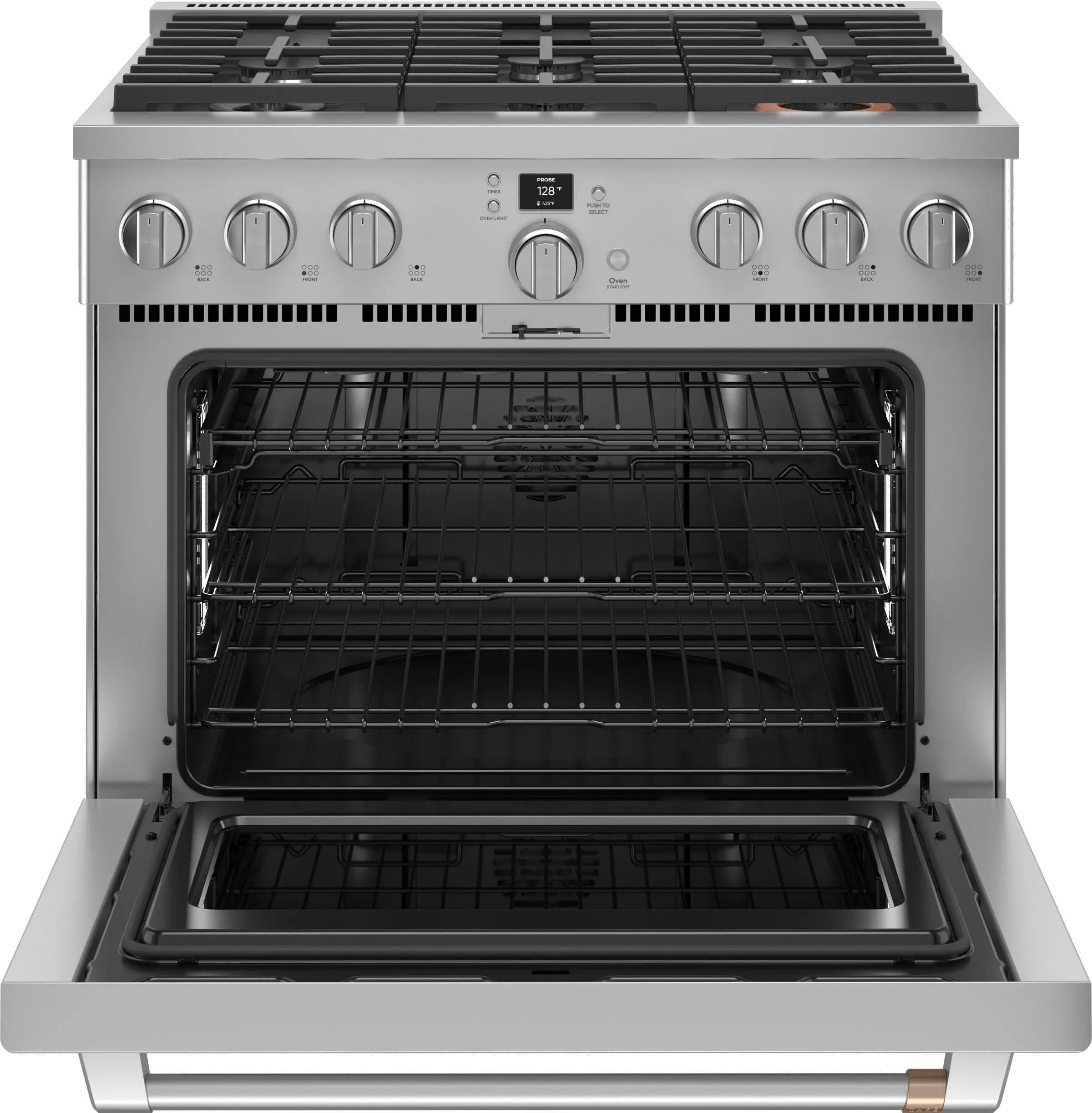 C2Y366P2TS1 Cafe 36 Inch Commercial Dual Fuel Oven Smart Range - Stainless Steel-5