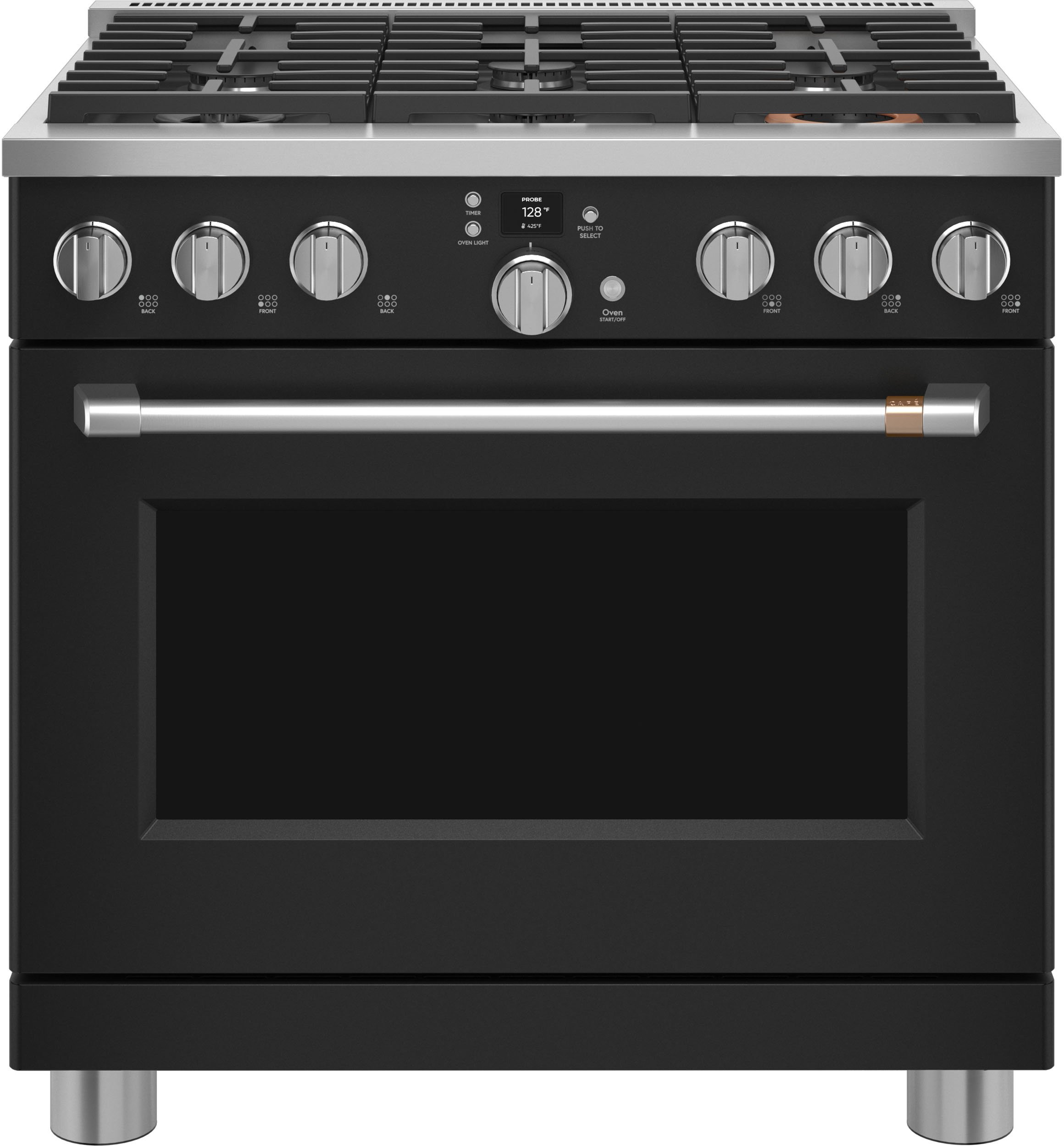 C2Y366P3TD1 Cafe Commercial Style Dual Fuel Oven Smart Range - 36 Inch Matte Black-1