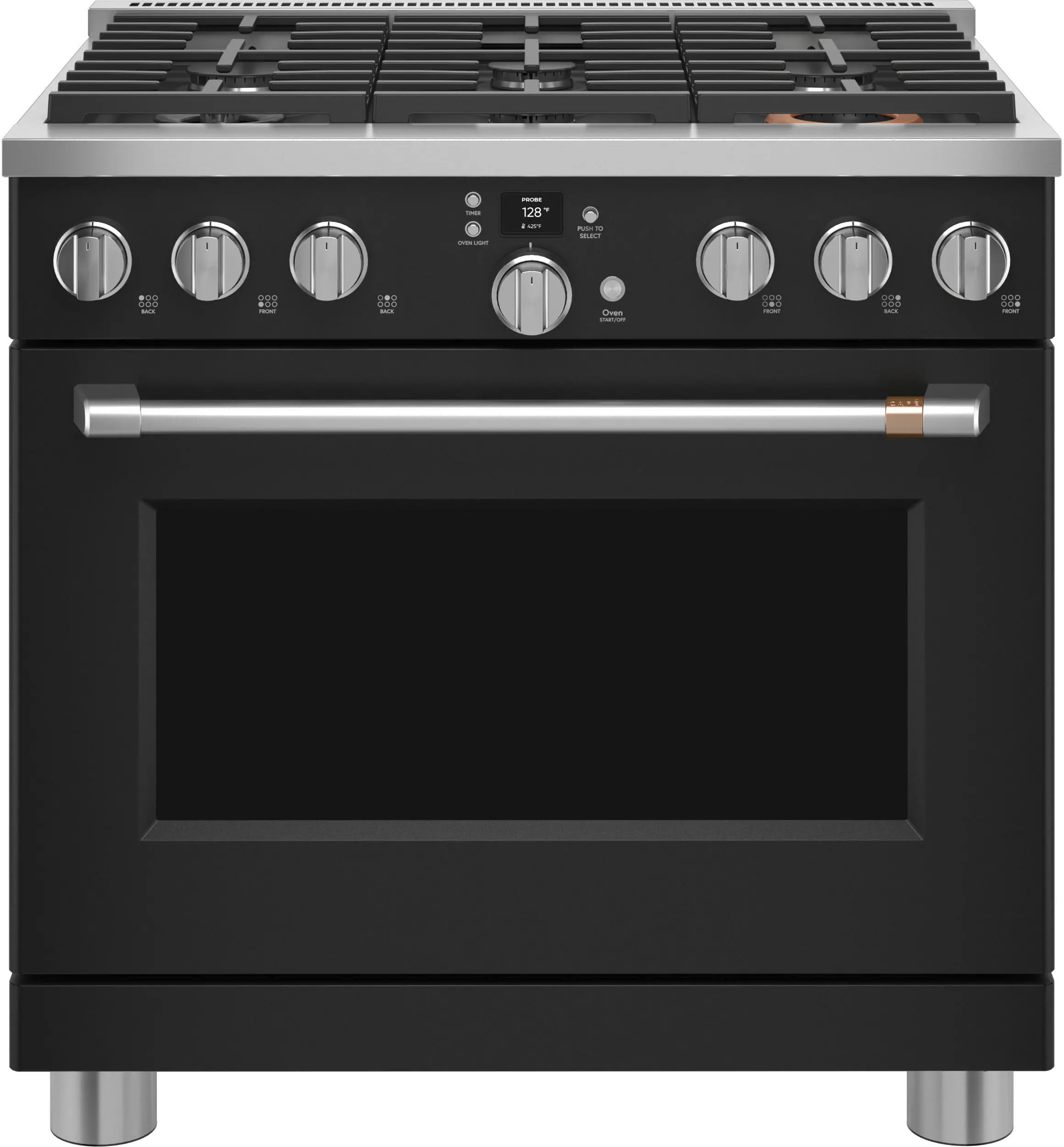C2Y366P3TD1 Cafe Commercial Style Dual Fuel Oven Smart Range - 36 Inch Matte Black-1
