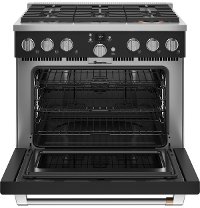 C2Y366P3TD1 Cafe Commercial Style Dual Fuel Oven Smart Range - 36 Inch Matte Black-5