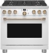 C2Y366P4TW2 Cafe 36 Inch Commercial Dual Fuel Oven Smart Range - Matte White