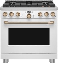 C2Y366P4TW2 Cafe 36 Inch Commercial Dual Fuel Oven Smart Range - Matte White