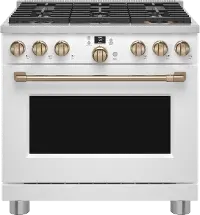 C2Y366P4TW2 Cafe 36 Inch Commercial Dual Fuel Oven Smart Range - Matte White
