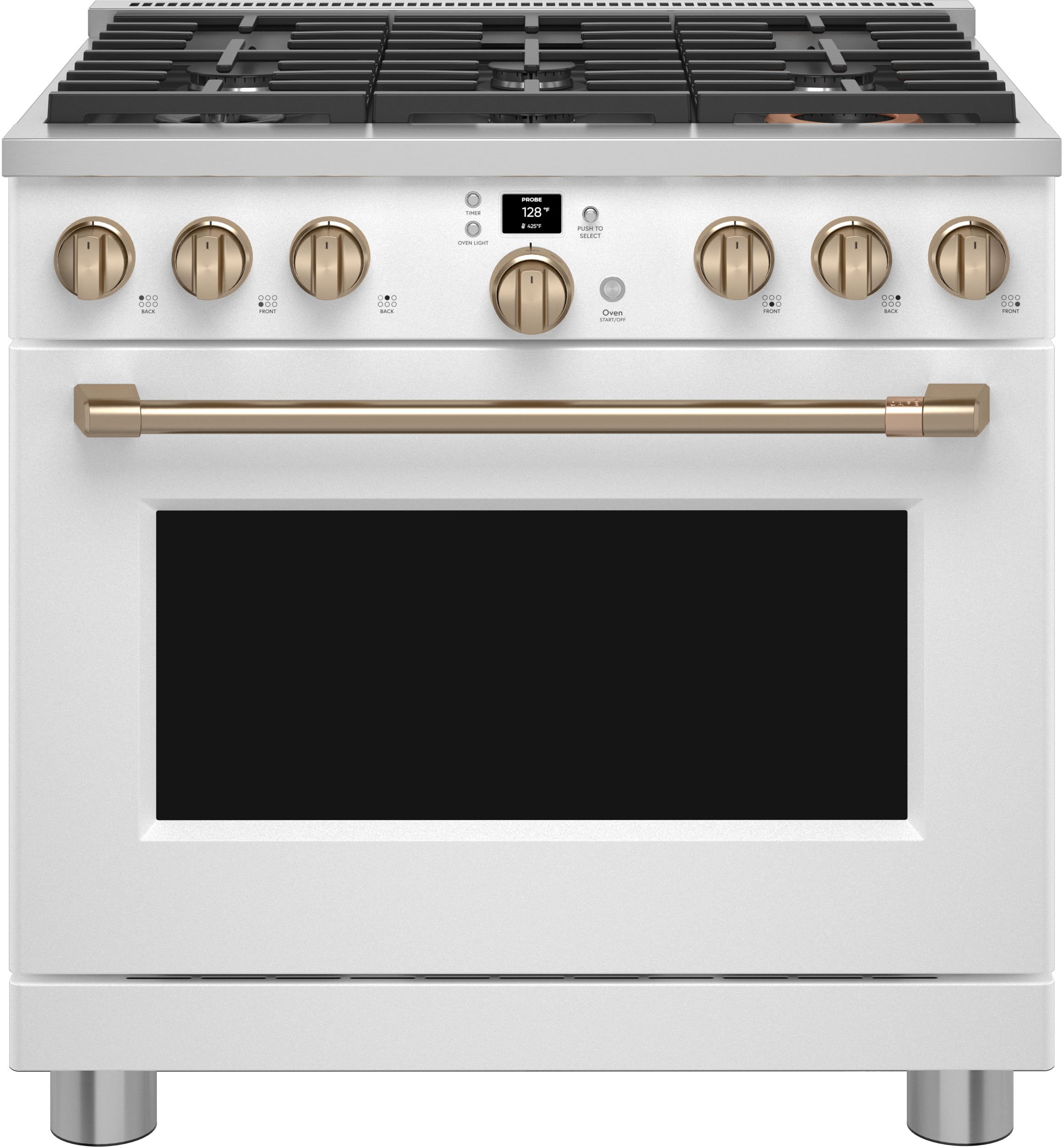 CGY366P4TW2 Cafe 36 Inch Gas Smart Range - 6.2 cu. ft. Matte White-1