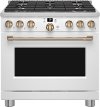 CGY366P4TW2 Cafe 36 Inch Gas Smart Range - 6.2 cu. ft. Matte White
